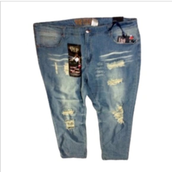 VIP Rip & Repair Distressed Front & Back Jeans - Picture 2 of 4